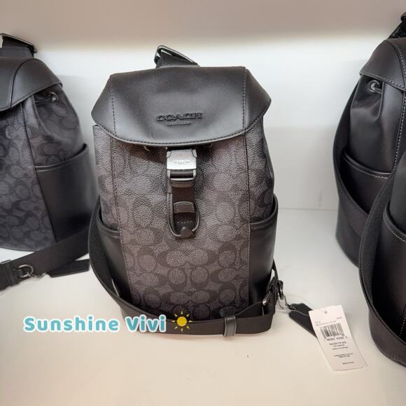NWT Coach Men's Body bag CT712 Racer Pack Gunmetal/Charcoal/Black CT712 - Picture 1 of 9